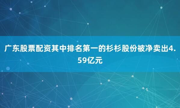 广东股票配资其中排名第一的杉杉股份被净卖出4.59亿元